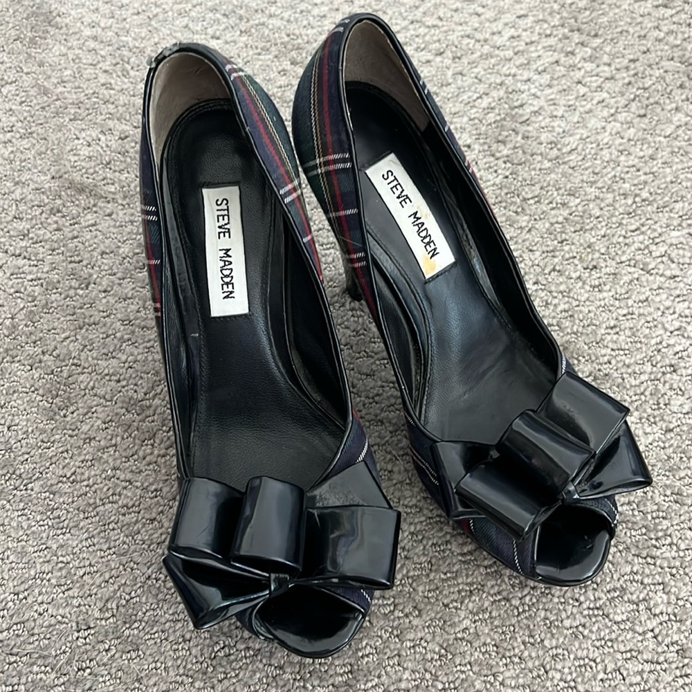 Steve Madden Tartan block heels Sz37